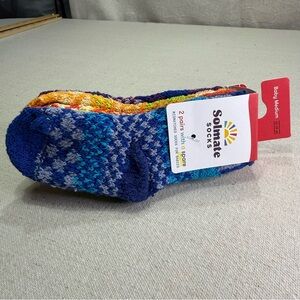Solmate Socks Baby Medium Blue Multi-Color Crew Socks - 2-Pairs with a Spare